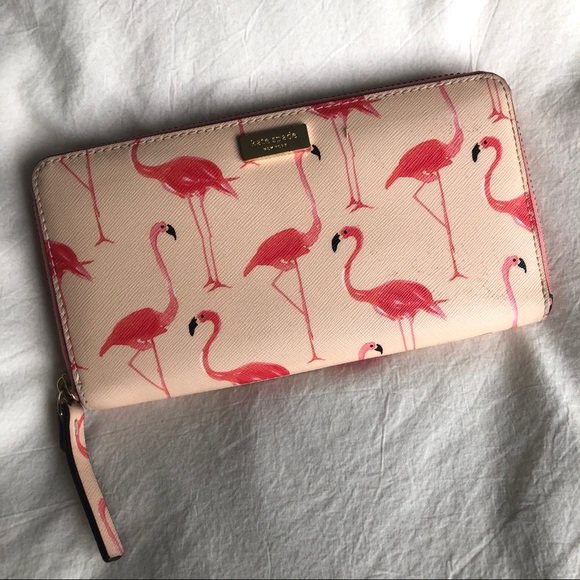kate spade Handbags - Kate Spade Large Zip Wallet Flamingo Print Bird